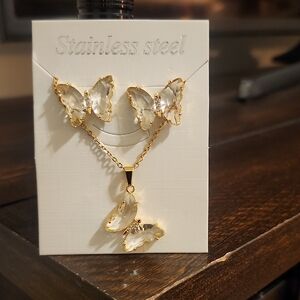 Gold and Silver Butterfly Jewelry Set